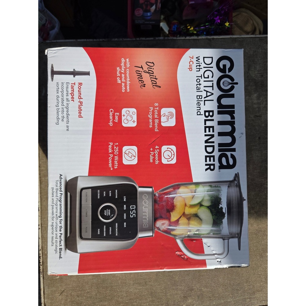 Gourmia GPB3125 Digital Blender 7-Cup Glass Jar 1250W 8-Programs Stainless Steel